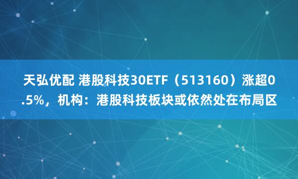 天弘优配 港股科技30ETF（513160）涨超0.5%，机构：港股科技板块或依然处在布局区
